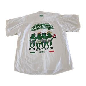 Vintage Carlos' N Charlie's Cozumel Mexico World Famoso Button Up Shirt Large